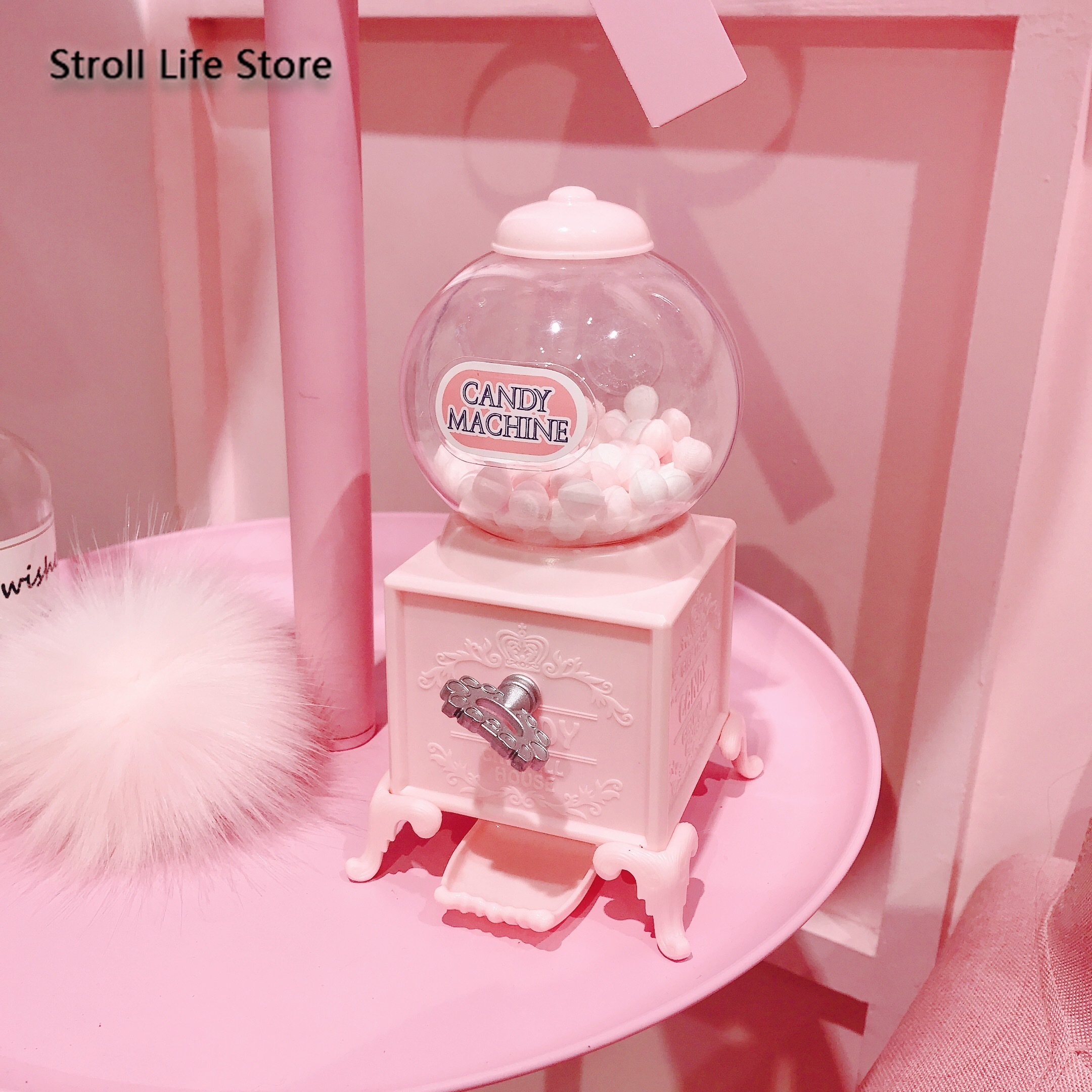 Creative Pink Candy Twist Machine Piggy Bank for Paper Money Boxes Birthday Gift Valentine's Day Girl Heart Gift Ornaments FP092 LJ201212