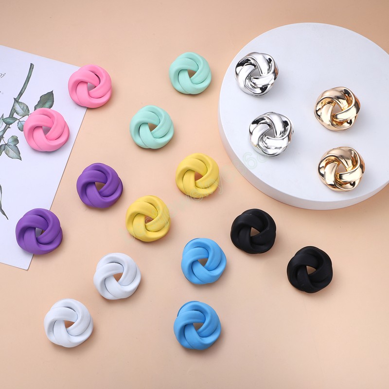 Metal Spray Paint Spiral Stud Earrings For Women New Colorful Irregular Earrings Party Jewelry Gifts Wholesale Brincos