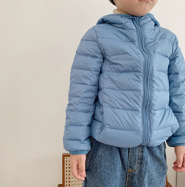 Winter fashion candy color Light down jackets for boys and girls zipper hooded packable all-match down coats 201126