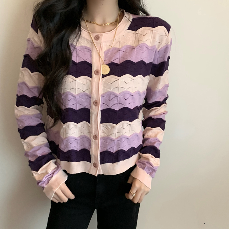 2021 New autumn off cardigan knitted shirt stripe purple long tops of women (c1908) OYHY
2021 New autumn off cardigan knitted shirt stripe purple long tops of women (c1908) OYHY