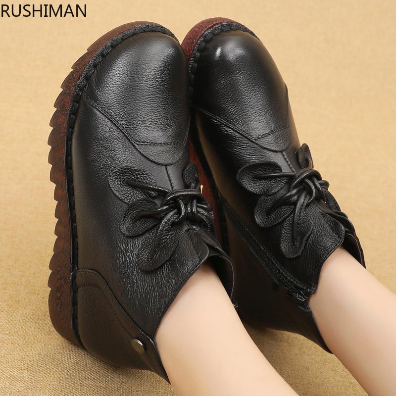 RUSHIMAN Leather Boots Fashionable Soft-soled Flat-soled Women's Cotton Leather Shoes Slip-proof Shoes Size 35-41, Black 
RUSHIMAN Leather Boots Fashionable Soft-soled Flat-soled Women's Cotton Leather Shoes Slip-proof Shoes Size 35-41, Black