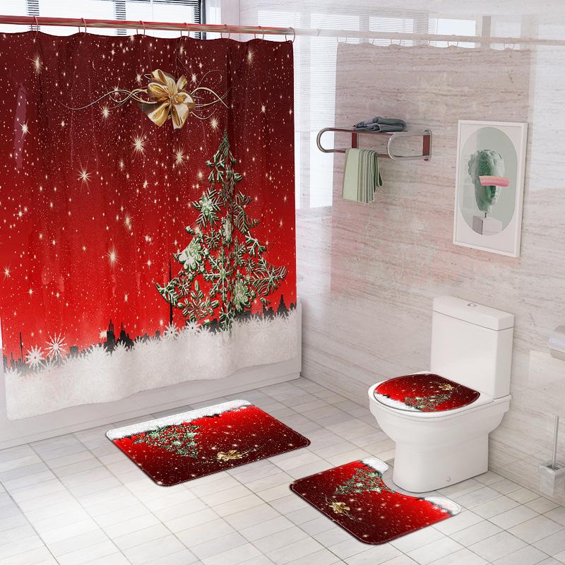 Christmas Tree Shower Curtains Snowflake Pattern Bath Mats Festival Decoration Bathroom Curtain Set Toilet Cover Anti-slip Rug
Christmas Tree Shower Curtains Snowflake Pattern Bath Mats Festival Decoration Bathroom Curtain Set Toilet Cover Anti-slip Rug
