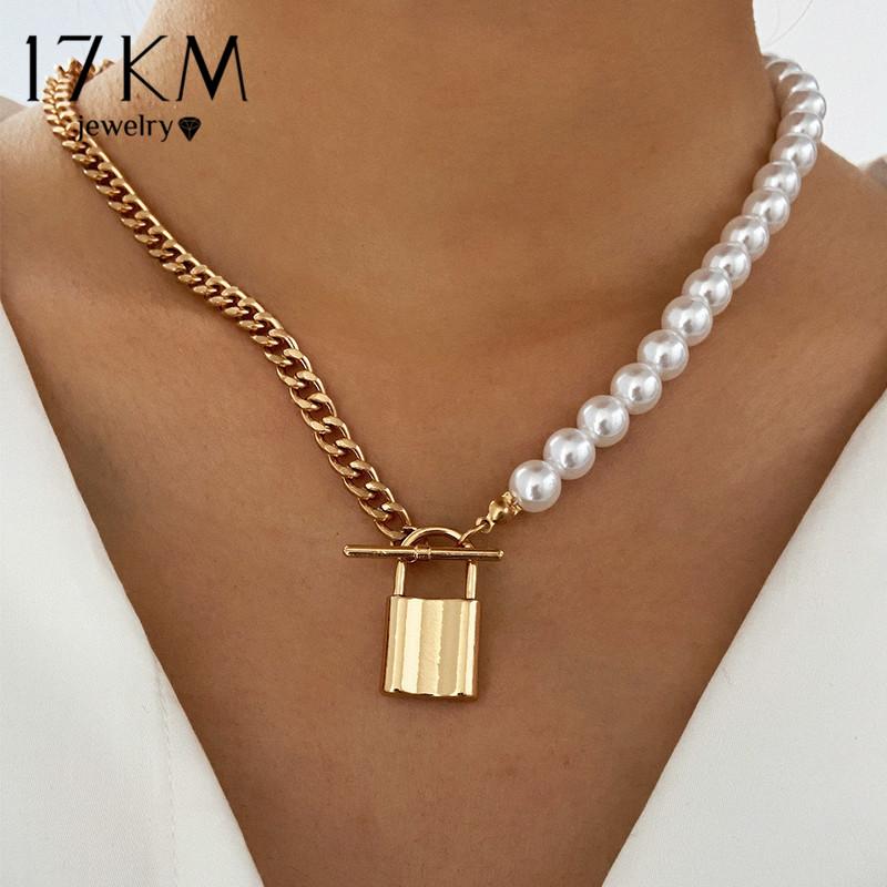17KM Trendy Asymmetric Lock Pearl Pendant Necklace For Women Fashion Coin Big Chain Choker Necklaces Jewelry Christmas Gift
17KM Trendy Asymmetric Lock Pearl Pendant Necklace For Women Fashion Coin Big Chain Choker Necklaces Jewelry Christmas Gift