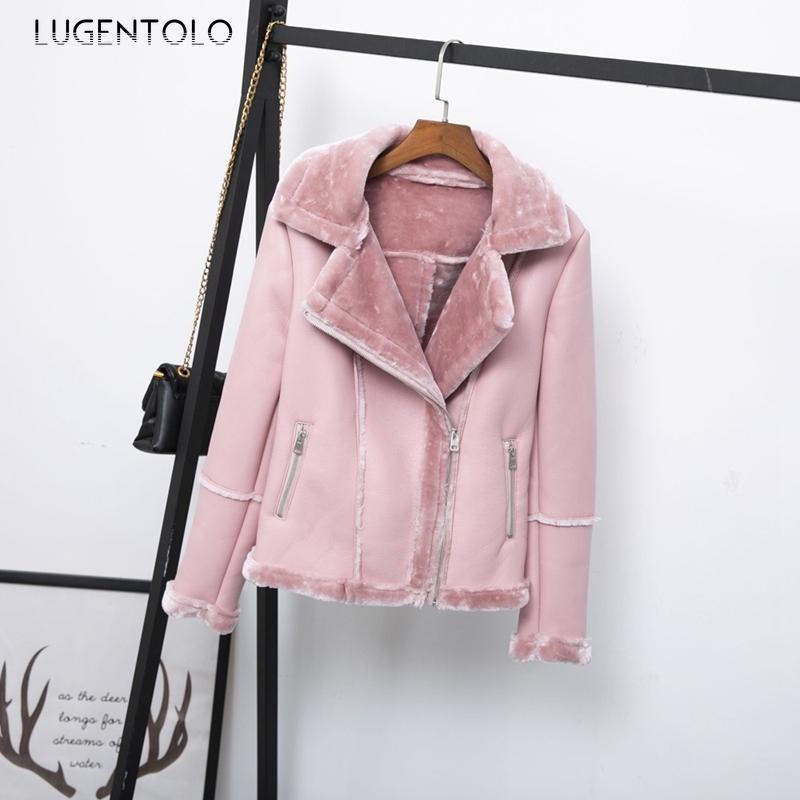 Lugentolo Leather Fur Women Winter Warm Solid Color Long Sleeves Turn-down Collar PU Moto Zipper Flocking Women Coat, Black
Lugentolo Leather Fur Women Winter Warm Solid Color Long Sleeves Turn-down Collar PU Moto Zipper Flocking Women Coat, Black