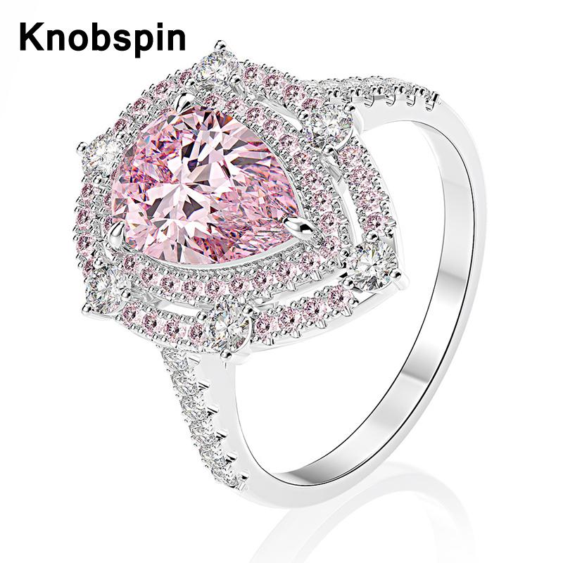 Knobspin 100% 925 Sterling Silver Wedding Rings For Women Sparkling 7*10mm Water Drop Pink High Carbon Diamond Fine Jewelry
Knobspin 100% 925 Sterling Silver Wedding Rings For Women Sparkling 7*10mm Water Drop Pink High Carbon Diamond Fine Jewelry