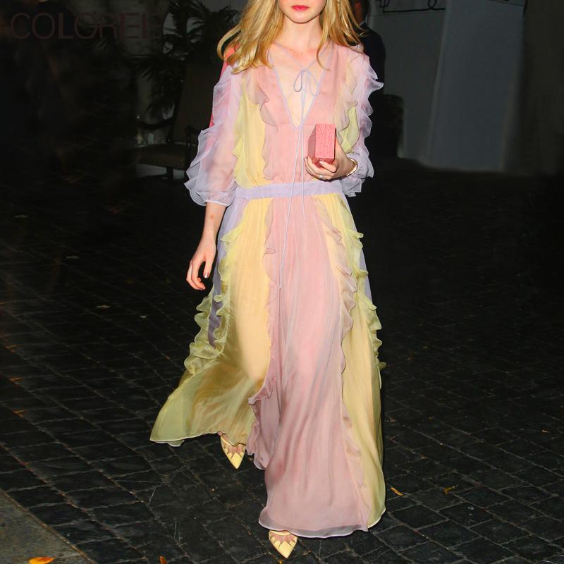 Elegant Ruffles Patchwork Chiffon Pleated Maxi Dresses For Women 2020 Summer High Quality Runway Designer Long Dress, As pic
Elegant Ruffles Patchwork Chiffon Pleated Maxi Dresses For Women 2020 Summer High Quality Runway Designer Long Dress, As pic