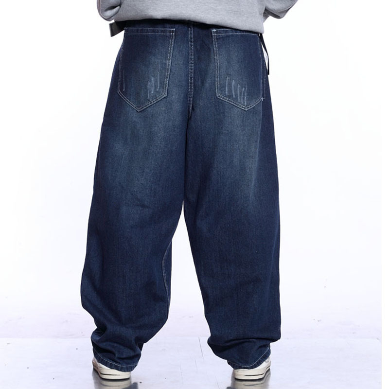 Men Wide Leg Blue Jeans Hip Hop Streetwear Plus Size Mens Bleached Baggy Jeans Skateboarder Denim Pants 201116