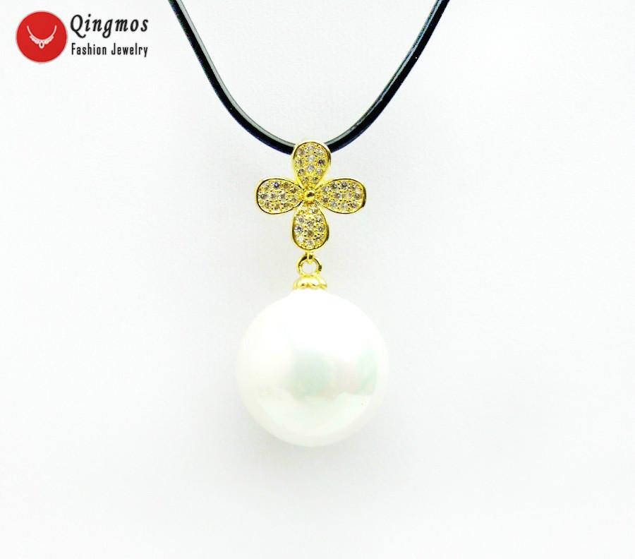 Qingmos Fashion 16mm Round White Sea Shell Pearl Pendant Necklace for Women with 2mm Black Leather Rope Jewelry 17-19'' nec6520
Qingmos Fashion 16mm Round White Sea Shell Pearl Pendant Necklace for Women with 2mm Black Leather Rope Jewelry 17-19'' nec6520