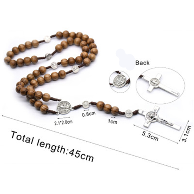 Hot Sale Handmade necklace of Catholic rosary beads Wooden beads cross necklace religious ornaments Best friend gift
