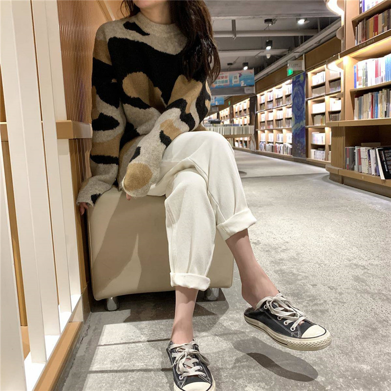 Women vintage High Waist White Jeans Mom Plus Size Slim Harem Denim Pants Female Casual Spring Ankle Length Streetwear Trousers 201109