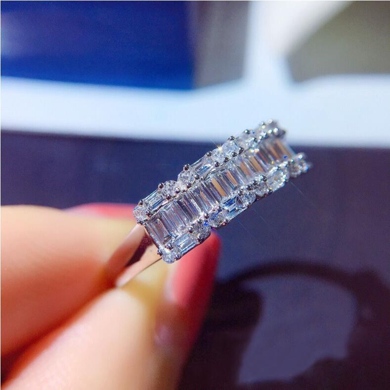 Sterg Sier Princess-Cut Topaz Gemstone Wedding Band Ring for Women