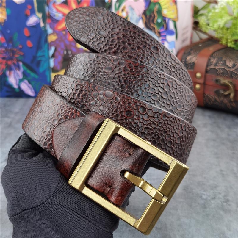 Male super-thick luxury designer retro-male leather with bronze belt buckle mbt0128 NQN5, Black
Male super-thick luxury designer retro-male leather with bronze belt buckle mbt0128 NQN5, Black