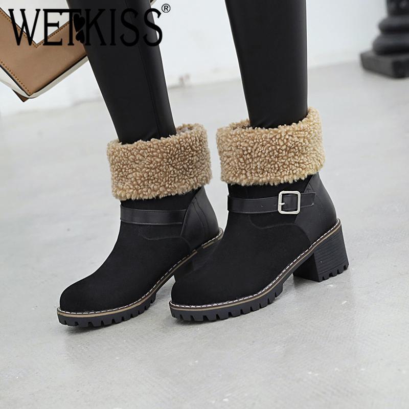 WETKISS Belt Buckle Metal Decor Women Ankle Boots Round Toe Thick Heel Snow Bootie Winter Keep Warm Female Snow Shoes Non Slip, Beige
WETKISS Belt Buckle Metal Decor Women Ankle Boots Round Toe Thick Heel Snow Bootie Winter Keep Warm Female Snow Shoes Non Slip, Beige