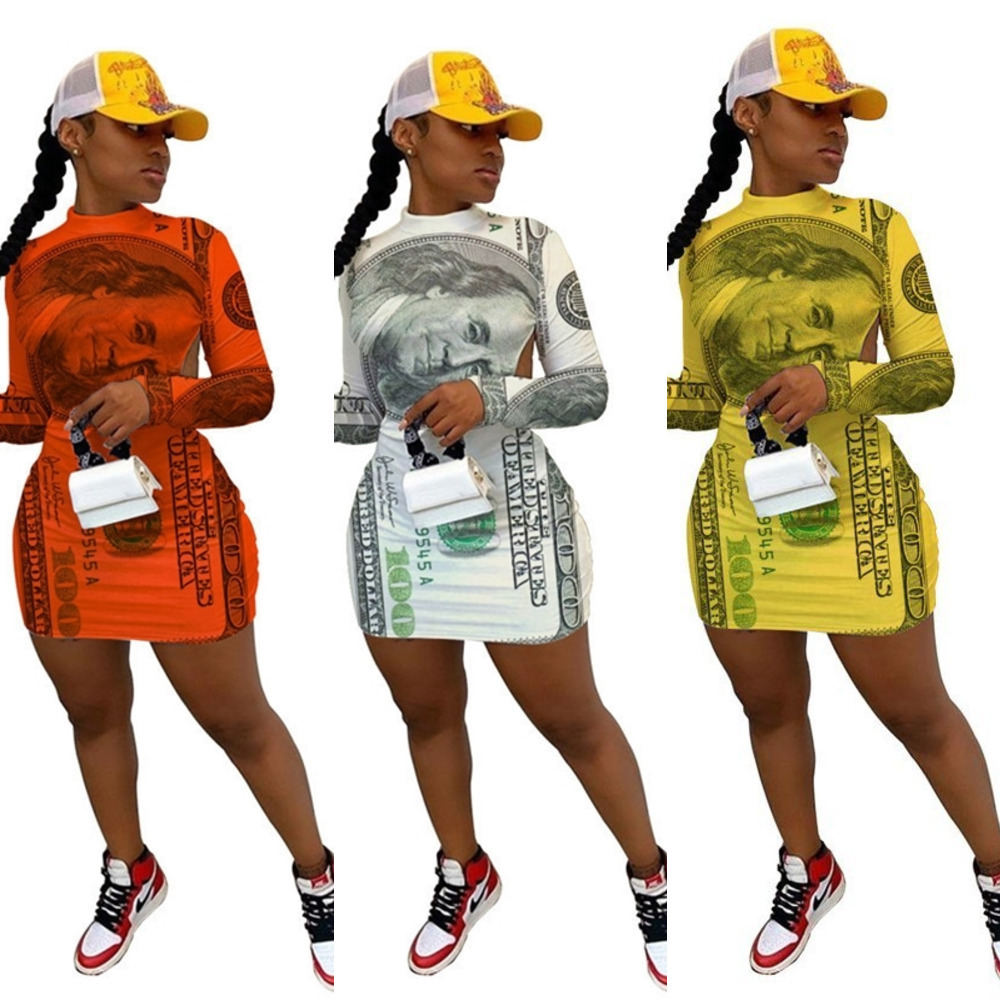 2021 Spring Autumn Women Banknote Print Low Back Dress Designer Fashion Slim Casual Long Sleeve Skirts Sexy Mini Dresses Club Clothes H12004, White
2021 Spring Autumn Women Banknote Print Low Back Dress Designer Fashion Slim Casual Long Sleeve Skirts Sexy Mini Dresses Club Clothes H12004, White