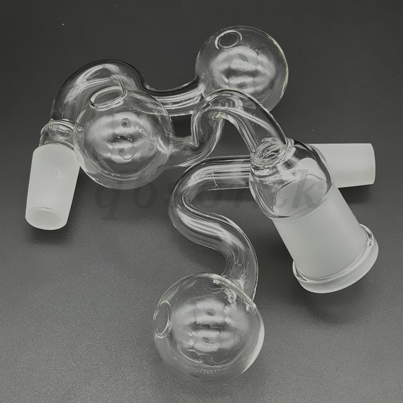 QBsomk Wholesale 14mm 18mm Pyrex Glass Oil Burner Pipes Clear Glass Smoking Pipes Oil Burner Smoking Accessories