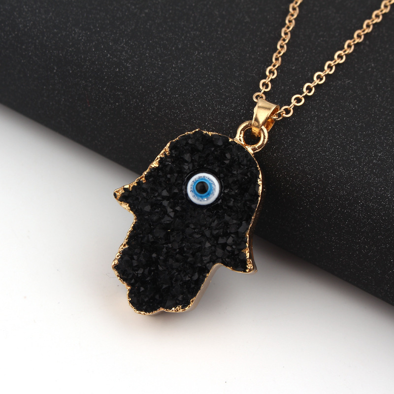 White Black Resin Evil Eye Necklace Fatima Hand Charm Necklaces Jewelry