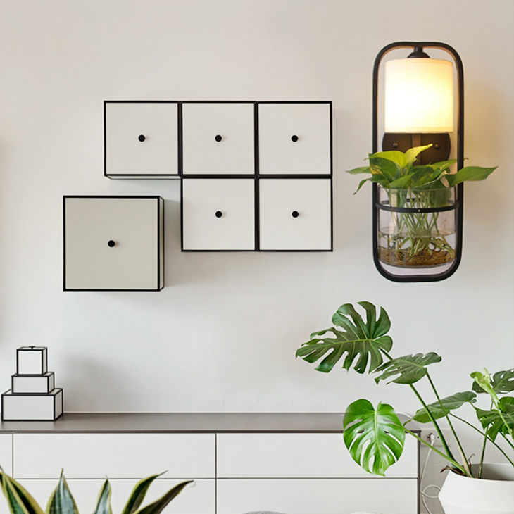 Modern plant wall lamp living room bedroom bedside bar restaurant club hotel iron glass aisle decoration lamp