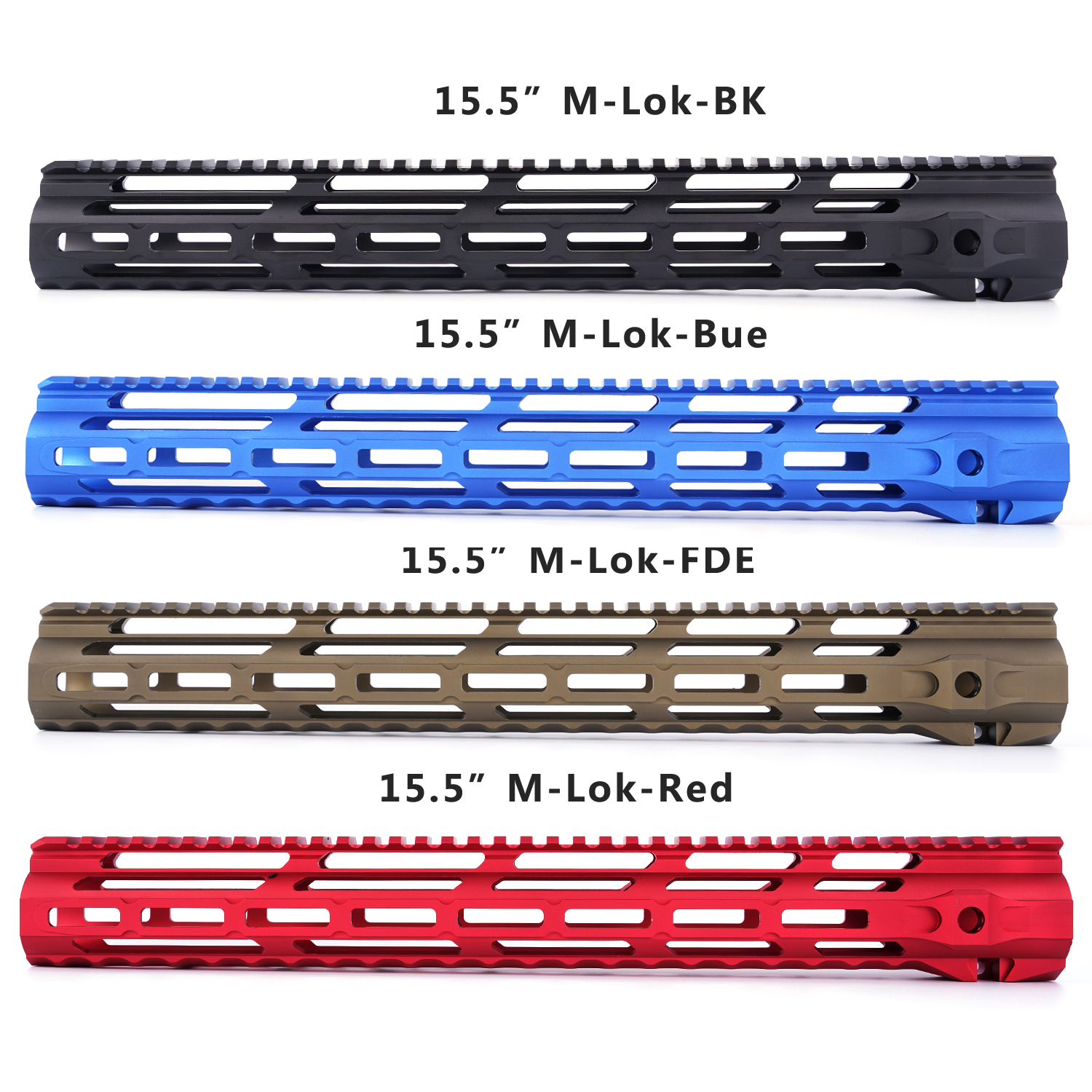 Handguard 223 556 15.5" MLok M LOK Quad Rail Free Float Handguard with Steel Barrel Nut, Black