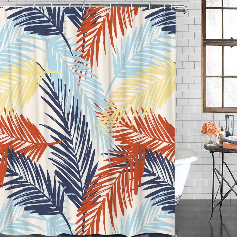 Bathroom Curtain Tropical Plant Palm Leaves Waterproof Fabric Shower Curtain Bathroom Decoration Shower