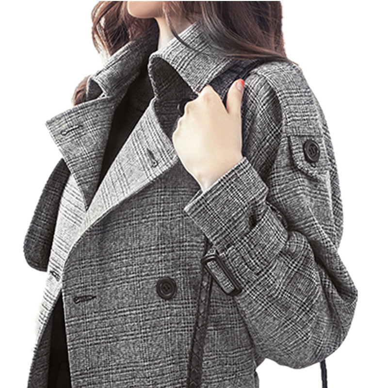 2021 New Plaid Wool for Women Autumn Winter Korean Double-breasted Windbreaker Female Large Size Long Woolen Trench Coat Y218 W7gx, Gray
2021 New Plaid Wool for Women Autumn Winter Korean Double-breasted Windbreaker Female Large Size Long Woolen Trench Coat Y218 W7gx, Gray