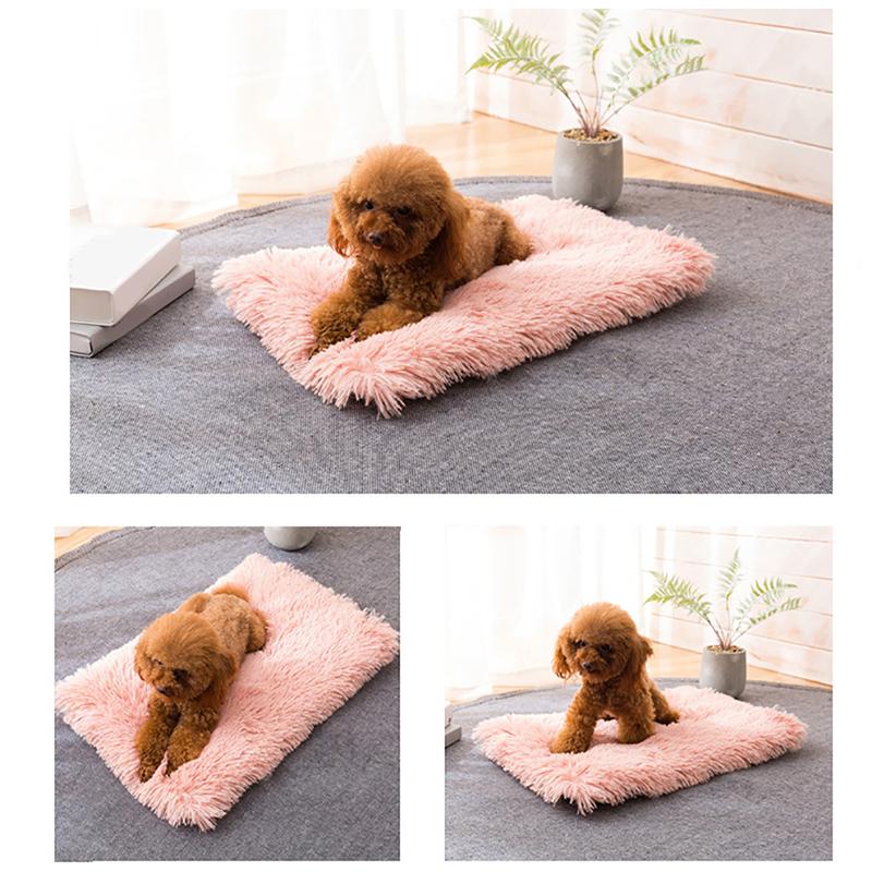 

Warm Puppy Cat Sleeping Bed Soft Fleece Pet Cushion Winter Dog Bed Mat House Blanket For Small Large Dogs Cats Kennel Cama Perro, Pink