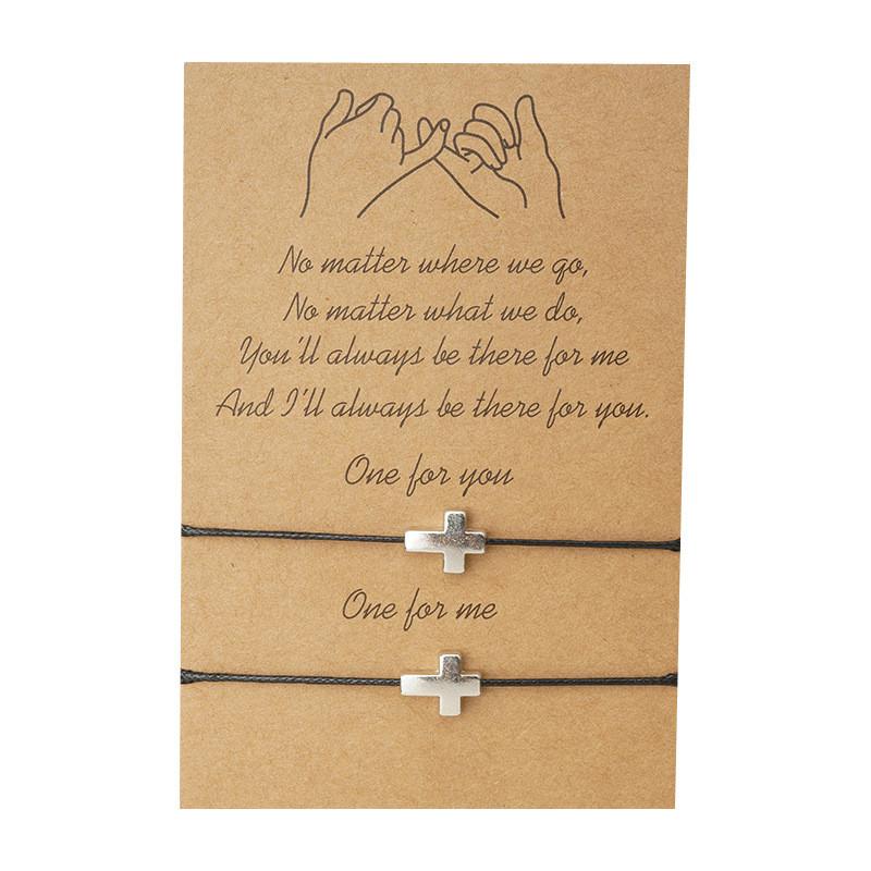 2021 Fashion 2pcs/set Cross Charm Bracelets One for you one for me Black String Braiding Couple Bracelet Men Women Wish Card
2021 Fashion 2pcs/set Cross Charm Bracelets One for you one for me Black String Braiding Couple Bracelet Men Women Wish Card