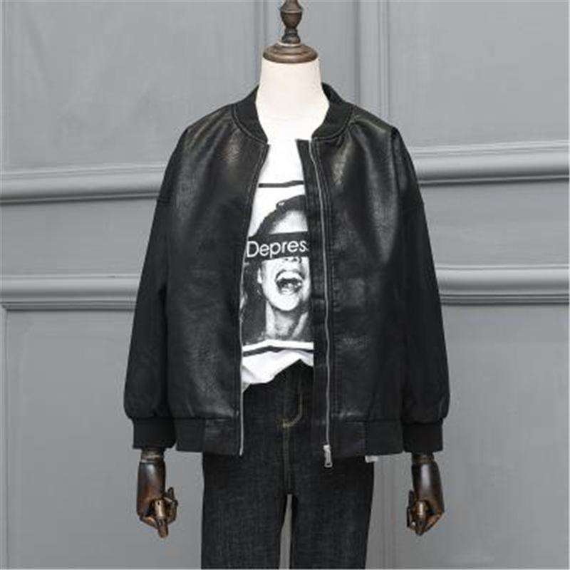 New Fashion Pu Biker Women Autumn Coat Leather Jackets For Women O-Neck Zipper Casual fall loose Leather moto Jacket Veste, Black overcoat
New Fashion Pu Biker Women Autumn Coat Leather Jackets For Women O-Neck Zipper Casual fall loose Leather moto Jacket Veste, Black overcoat