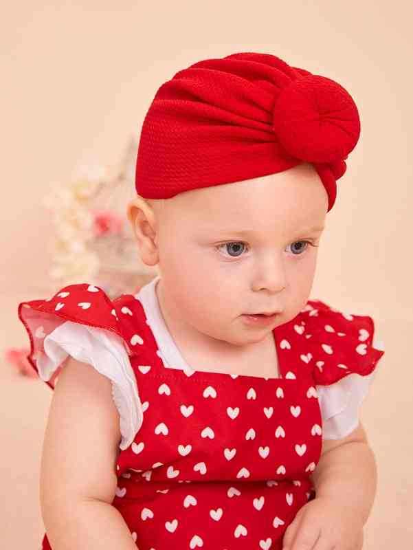 Baby Solid Bow Decor Hat & Hair Band SHE