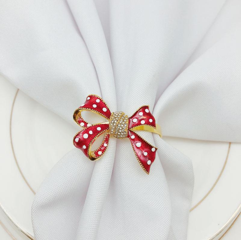 Christmas bow red napkin buckle diamond napkin ring ring holder holiday party table decoration
Christmas bow red napkin buckle diamond napkin ring ring holder holiday party table decoration