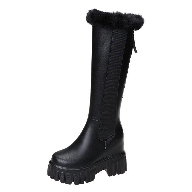 Women Winter Warm Wedges Heels Knee High Boots Black 10cm High heels Thick Sole Motorcycle Boots Female Platform Long Botas
Women Winter Warm Wedges Heels Knee High Boots Black 10cm High heels Thick Sole Motorcycle Boots Female Platform Long Botas