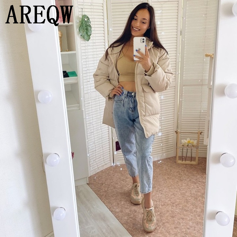 Autumn Winter Cotton Parkas Oversized Coats and Jackets Womens Outerwear Hooded Puffer Jacket 201026