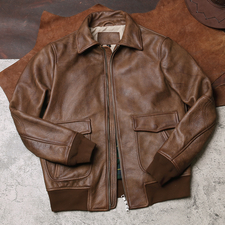 F-1966 RockCanRoll Read Description Asian Size Air Force Flight A2 Pilot Coat High Quality Genuine Cow Goat Leather Jacket 201128