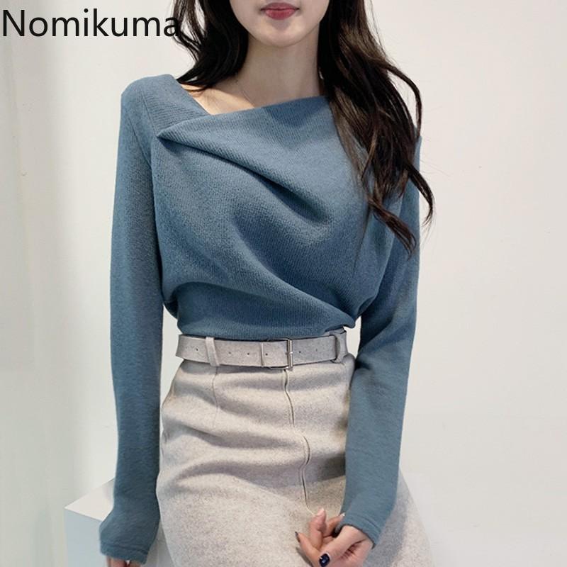 Nomikuma Korean Autumn Pullover Sweater Solid Color Long Sleeve Sweaters Women Irregular Elegant Jumpers Femlae New Chic 3d596, Blue
Nomikuma Korean Autumn Pullover Sweater Solid Color Long Sleeve Sweaters Women Irregular Elegant Jumpers Femlae New Chic 3d596, Blue