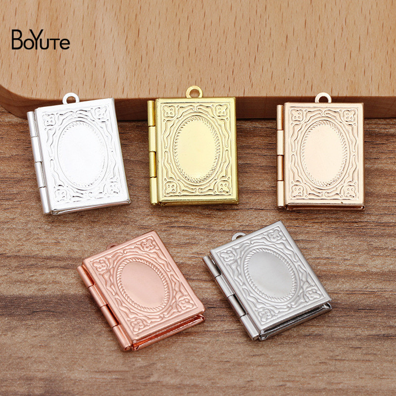 

BoYuTe (10 Pieces/Lot) 19*26MM Metal Brass Rectangle Locket Book Shape Book Locket Pendant Floating Locket Charms