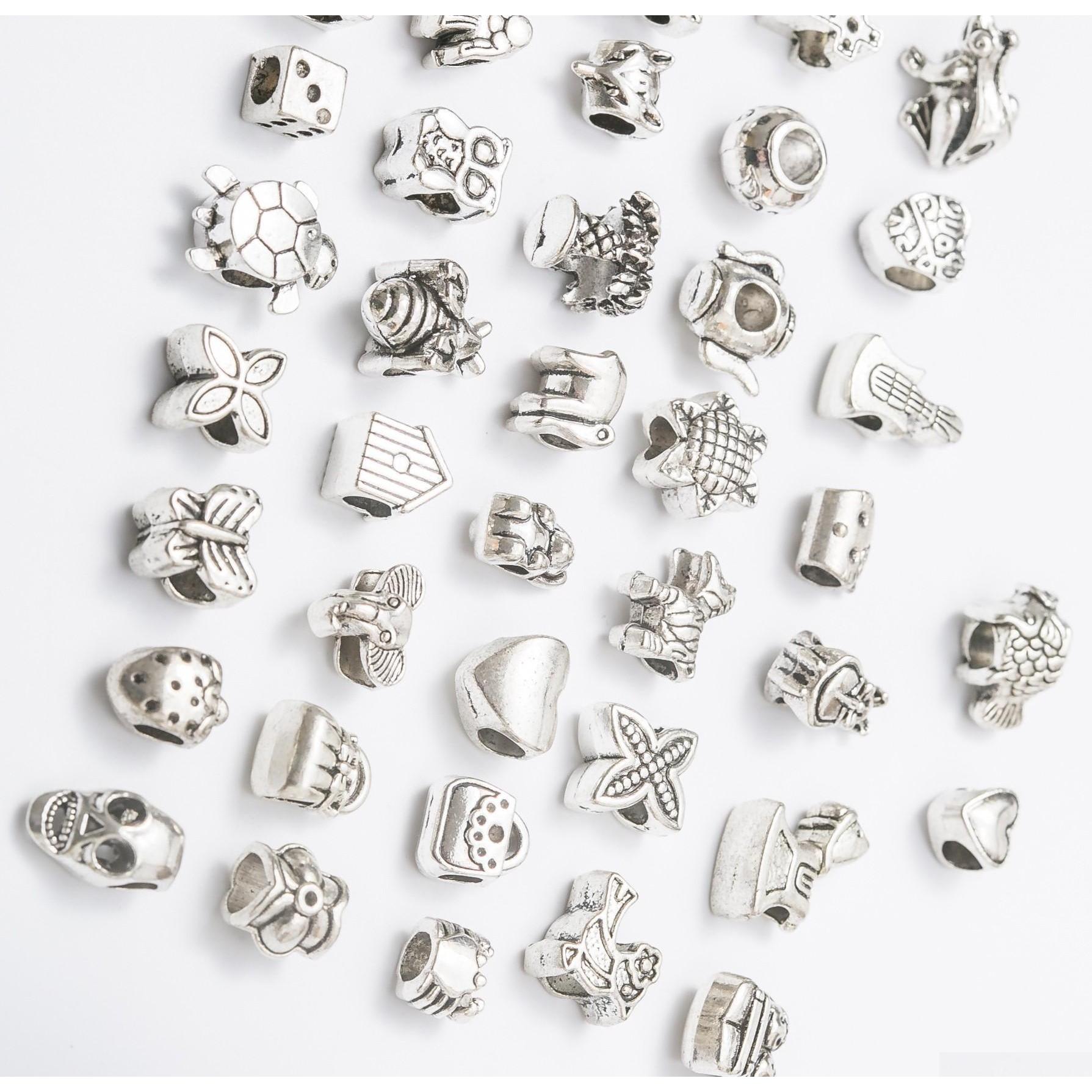200Pcs/Lot 40 Style Big Hole Loose Beads Charm For Pandora Diy Jewelry Bracelet For European Bracelet&Necklace Hmuv2, Silver
200Pcs/Lot 40 Style Big Hole Loose Beads Charm For Pandora Diy Jewelry Bracelet For European Bracelet&Necklace Hmuv2, Silver