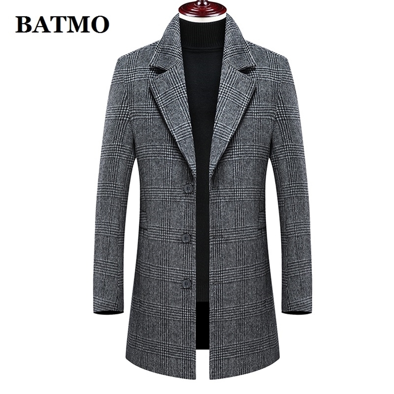 BATMO new arrival winter high quality wool plaid trench coat men,men's wool casual jackets,plus-size M-4XL 898 201222
