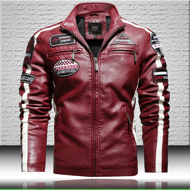 Men's Fashion Moto Leather Jacket Trendy New Biker Leather Jacket with Embroidery Epaulet Men Faux Leather Bomber Jackets 201120