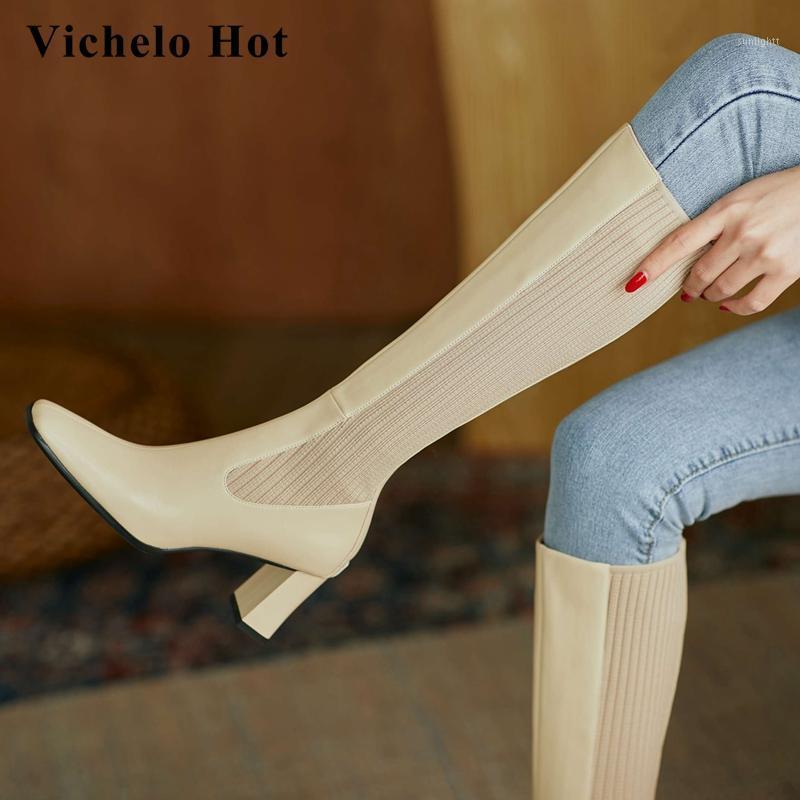 Vichelo Hot newest knitting boots split leather patchwork square toe thick high heel back zipper beauty lady knee-high boots L131, Black
Vichelo Hot newest knitting boots split leather patchwork square toe thick high heel back zipper beauty lady knee-high boots L131, Black