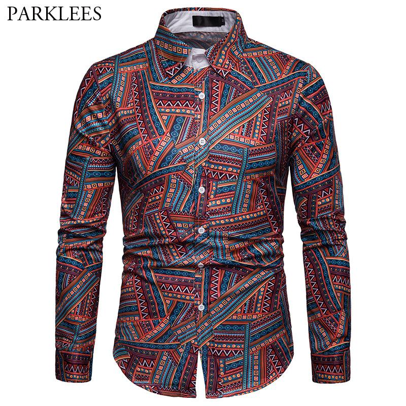 Fashion Ethnic Print Shirt Men 2020 Brand New Business Casual Mens Dress Shirts Slim Long Sleeeve Shirt for Men Chemise Homme, As picture show
Fashion Ethnic Print Shirt Men 2020 Brand New Business Casual Mens Dress Shirts Slim Long Sleeeve Shirt for Men Chemise Homme, As picture show