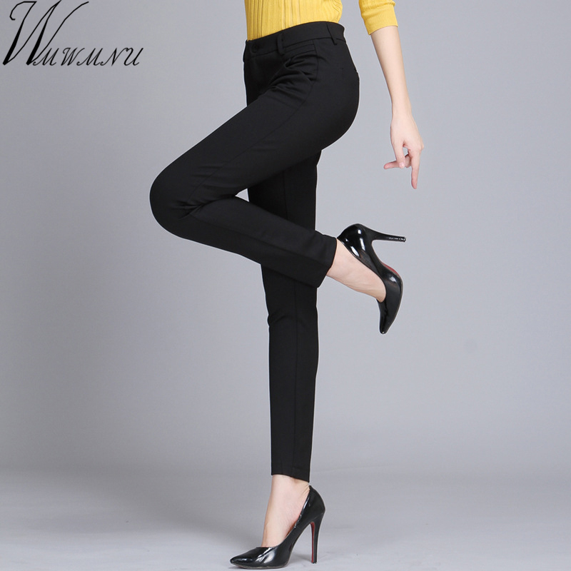 Wmwmnu Women Trousers Work Wear casual Spring Black pencil Pants Plus Size 4XL Female Slim Pants Elastic Pantalones Mujer 201113