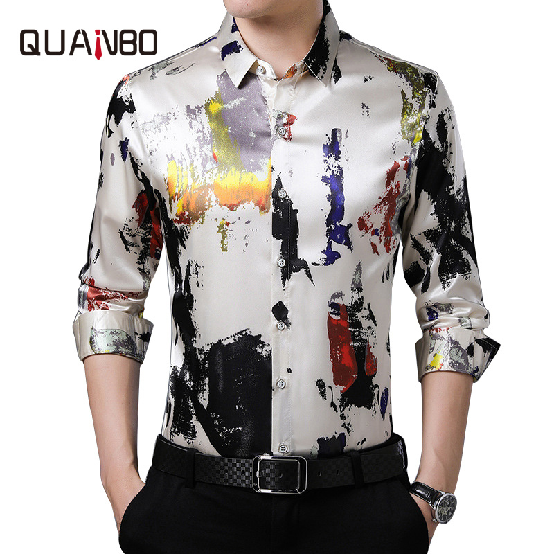 QUANBO 2020 New Arrival Men's Fashion Prnting Casual Slim Fit Long Sleeve Shirts Men Regular Fit Silk White Dress Shirts 4XL C1211, White;black
QUANBO 2020 New Arrival Men's Fashion Prnting Casual Slim Fit Long Sleeve Shirts Men Regular Fit Silk White Dress Shirts 4XL C1211, White;black