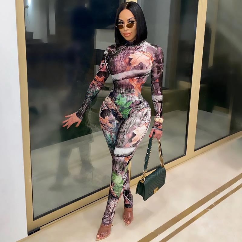 Women' Tracksuits Mesh Print Sexy Two Piece Set Women Clubwear 2 Outfits For Streetwear Long Sleeve Bodycon Jumpsuit + Pants, Brown
Women' Tracksuits Mesh Print Sexy Two Piece Set Women Clubwear 2 Outfits For Streetwear Long Sleeve Bodycon Jumpsuit + Pants, Brown