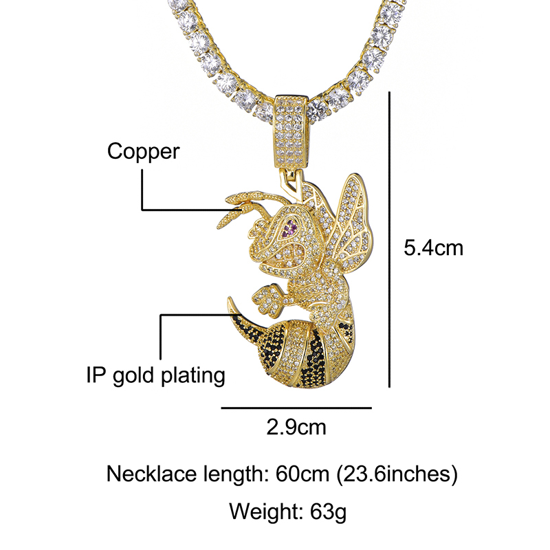 Hip Hop Iced Out Bling Cubic Zircon CZ Bean Necklaces &Pendants For Men Jewelry With Tennis Chain Y1130