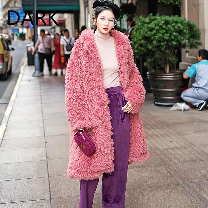 DARK Fashionable Warm Ladies Plush Coat Autumn And Winter 2020 New European And American Women' Mid-length Lamb Fur Coat, Pink 
DARK Fashionable Warm Ladies Plush Coat Autumn And Winter 2020 New European And American Women' Mid-length Lamb Fur Coat, Pink