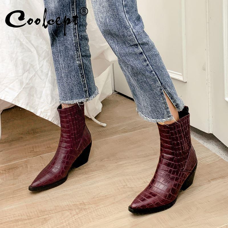 Coolcept Size 33-45 Women 2020 Winter Hot Sale Fashion Style Ankle Boots Pointed Toe Chunky Heels Office Short Boots Footwear, Black
Coolcept Size 33-45 Women 2020 Winter Hot Sale Fashion Style Ankle Boots Pointed Toe Chunky Heels Office Short Boots Footwear, Black