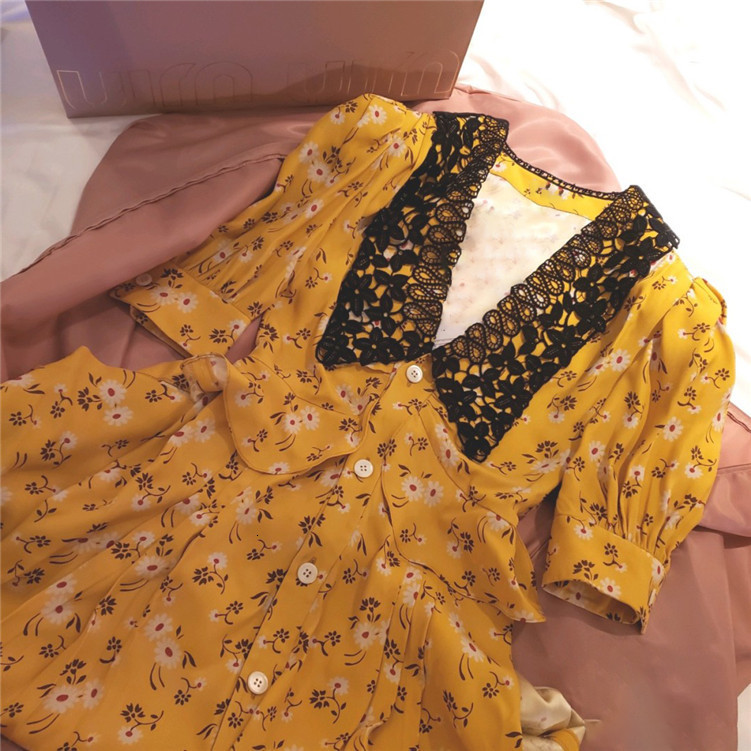 2021 Printed Summer Woman with Short Sleeve Peter Pan Collar Runway Design Sweet Yellow Ladies Dress U3v6, Blue
2021 Printed Summer Woman with Short Sleeve Peter Pan Collar Runway Design Sweet Yellow Ladies Dress U3v6, Blue