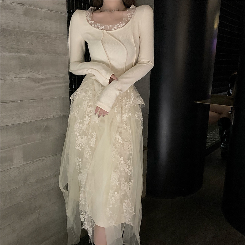 2021 New Dressed in Fairy-lace Mesh the Women Fall Long Puff Sleeve Sleek Thin Midi Waist Tall White Dress to Line Harajuku 3AXF, Beige
2021 New Dressed in Fairy-lace Mesh the Women Fall Long Puff Sleeve Sleek Thin Midi Waist Tall White Dress to Line Harajuku 3AXF, Beige