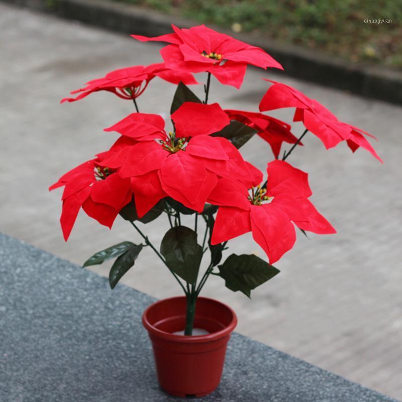 

50pcs Large Poinsettia Home Decor Velvet Gift Tree Artificial Flower Accessories Wedding Party Ornaments Christmas DIY1