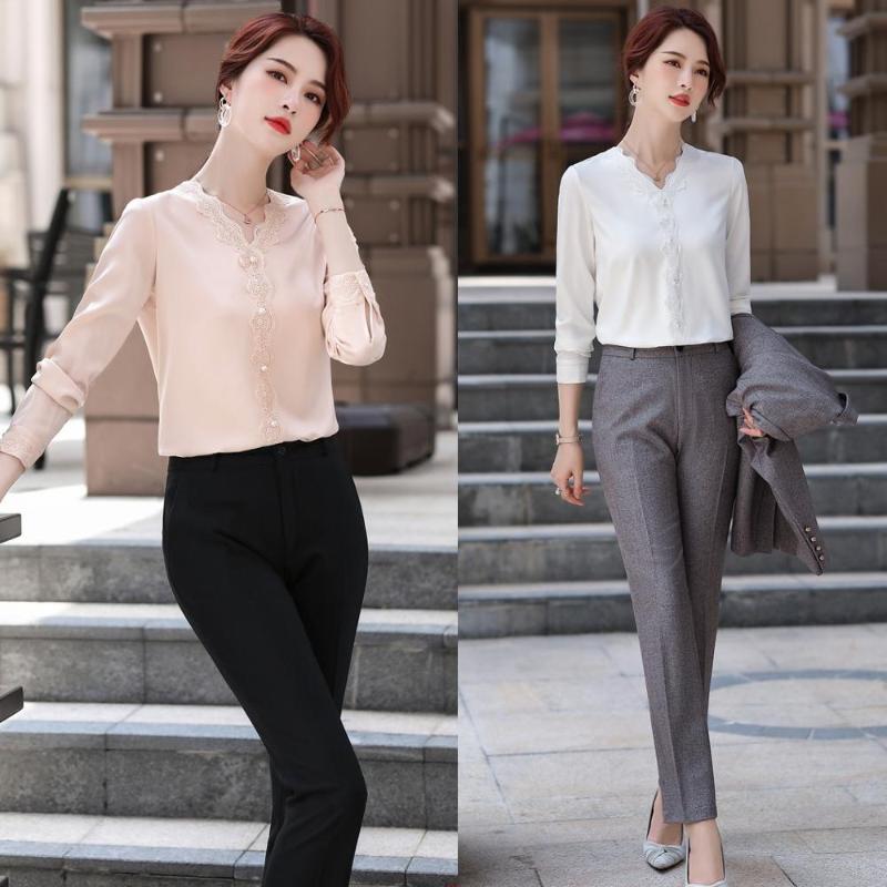Women Blouses & Shirts Long Sleeve Ladies 2 Piece Pant and Tops Sets Pantsuits Office Uniform Styles, Blouse only
Women Blouses & Shirts Long Sleeve Ladies 2 Piece Pant and Tops Sets Pantsuits Office Uniform Styles, Blouse only
