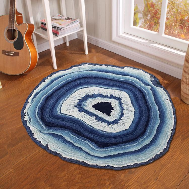 

New Round Wood Carpet Wood Pile Annual Ring Rug Absorbent Floor Mat for Living Room Bedroom Kitchen Chair Mat Non-Slip Area Rugs, 01